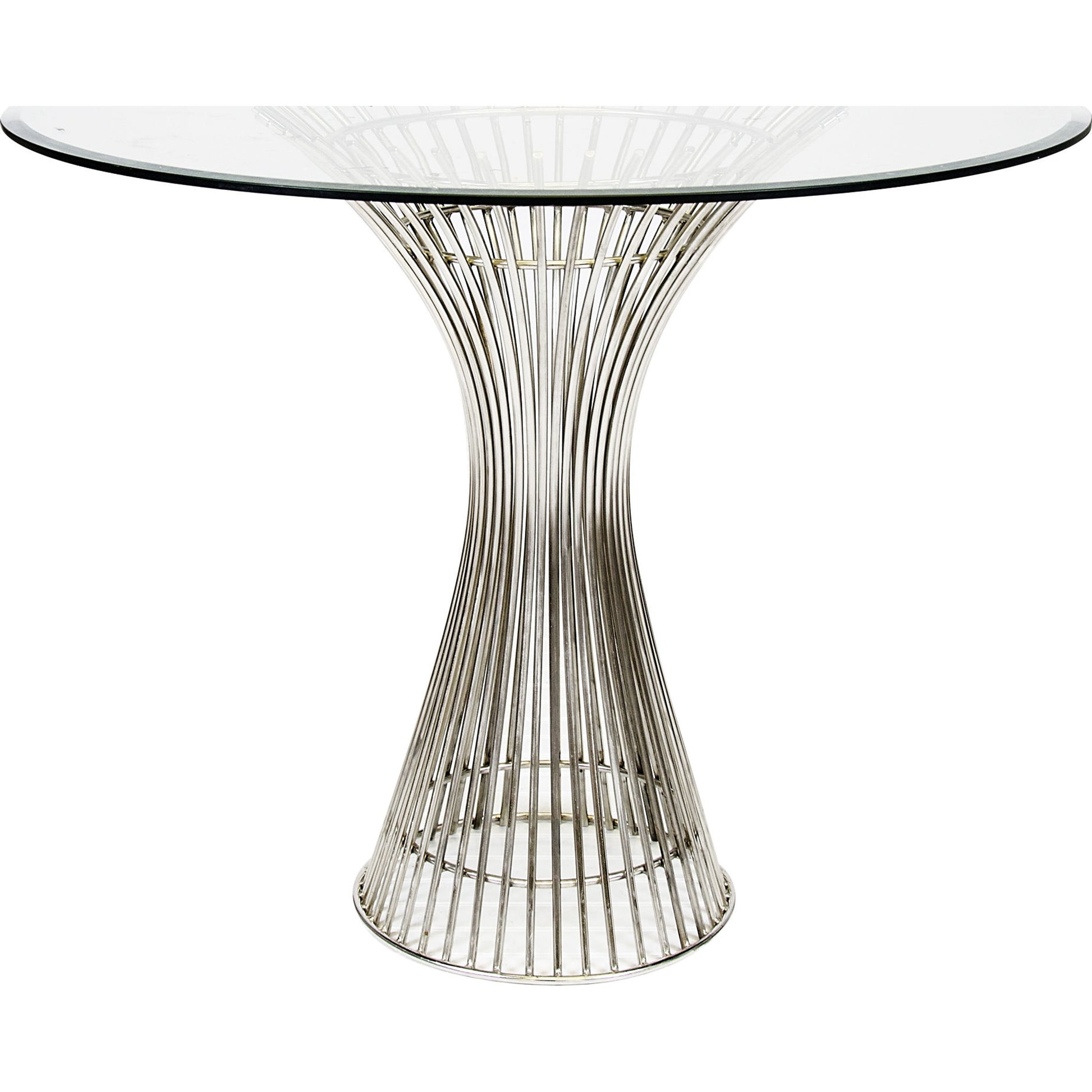 Powell Table Base by Worlds Away in gold leaf. Made from metal, glass in a modern style.
