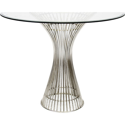 Powell Table Base by Worlds Away in gold leaf. Made from metal, glass in a modern style.