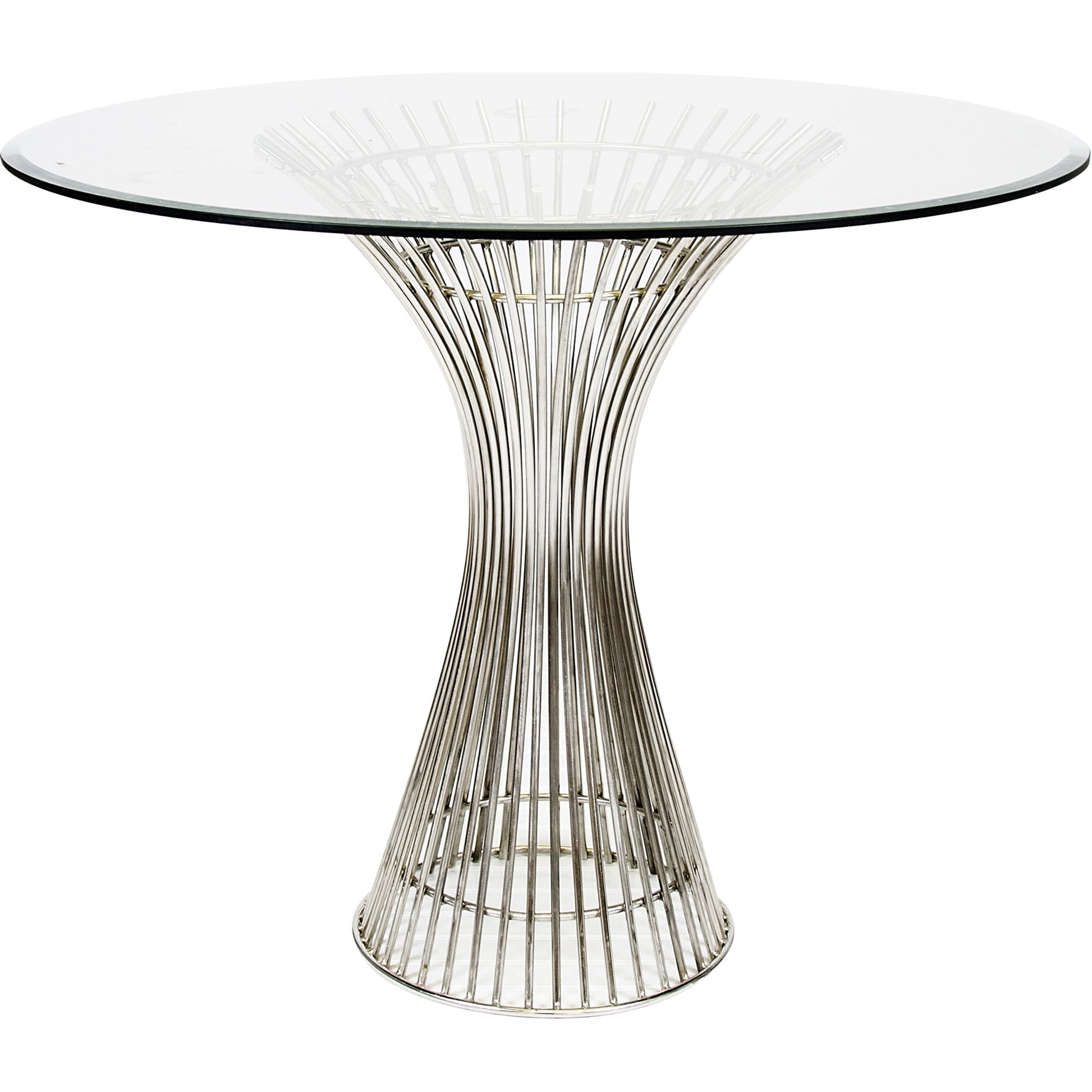 Powell Table Base by Worlds Away in gold leaf. Made from metal, glass in a modern style.