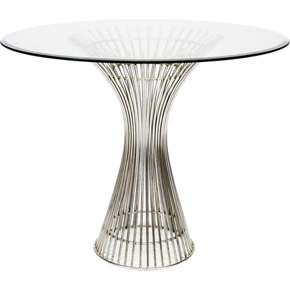 Powell Table Base by Worlds Away in gold leaf. Made from metal, glass in a modern style.