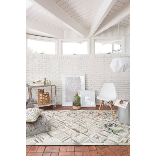 Promenade PO-01 Rug by Loloi in ivory, gray. Made from 100% cowhide in a eclectic & global style.