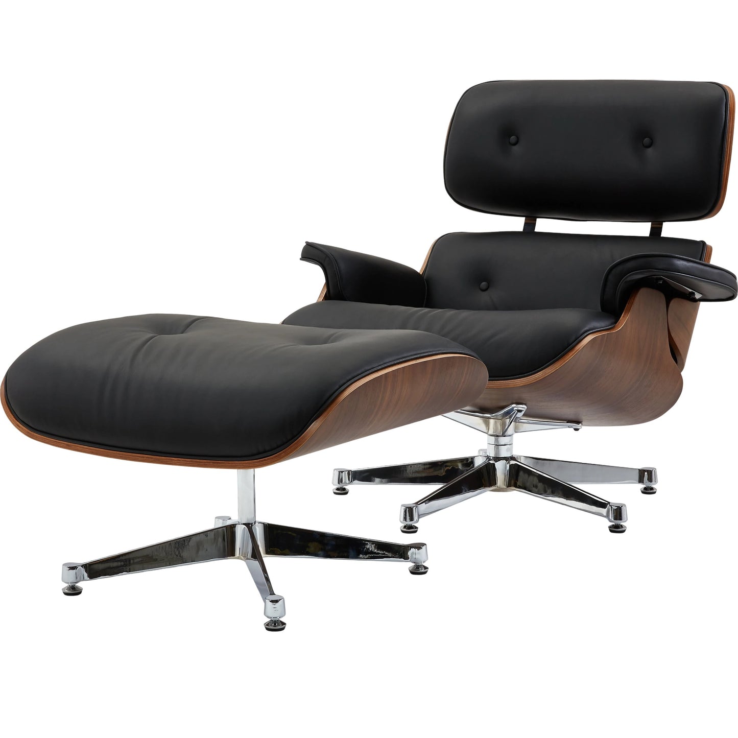 001 SR-702391 | Primary Silo | Florence Lounge Chair by Pasargad Home in brown and black. Made from leather wood in a modern style.