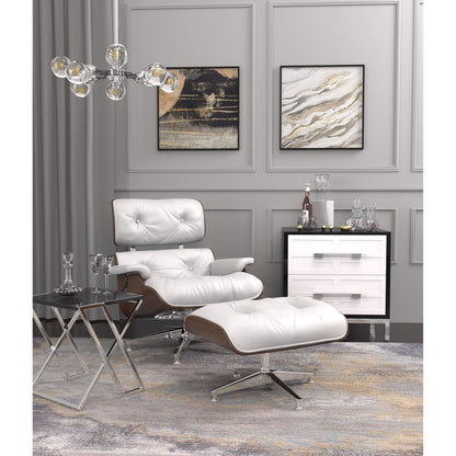 Florence Lounge Chair by Pasargad Home in brown and black. Made from leather wood in a modern style.