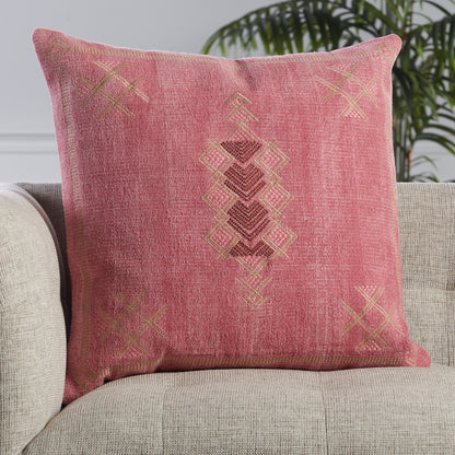 Puebla Shazi Pillow by Jaipur Living in pink, tan. Made from 100% cotton in a eclectic & global style.