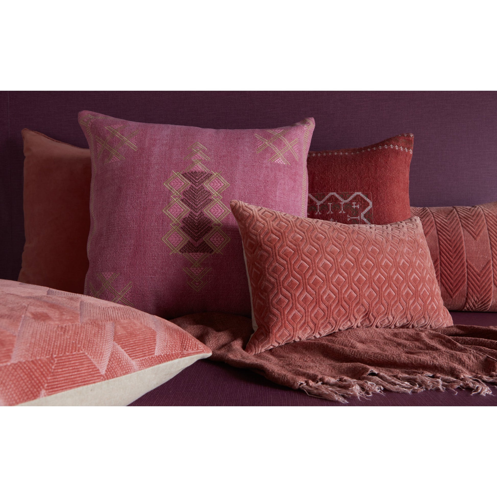 Puebla Shazi Pillow by Jaipur Living in pink, tan. Made from 100% cotton in a eclectic & global style.