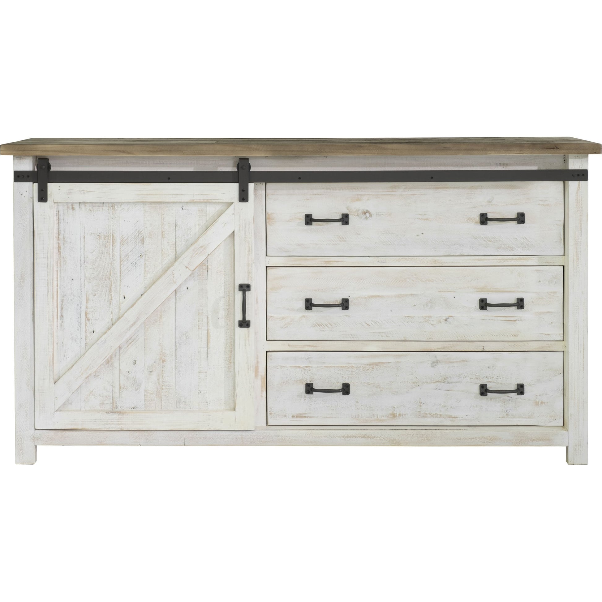 Provence Dresser with 1 Door by LH Imports in white, brown. Made from reclaimed pine in a cottage & farmhouse style.