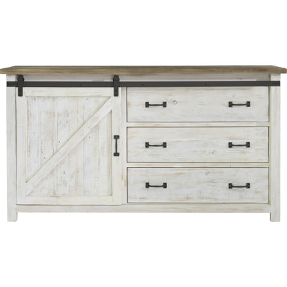 Provence Dresser with 1 Door by LH Imports in white, brown. Made from reclaimed pine in a cottage & farmhouse style.
