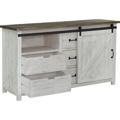 Provence Dresser with 1 Door by LH Imports in white, brown. Made from reclaimed pine in a cottage & farmhouse style.