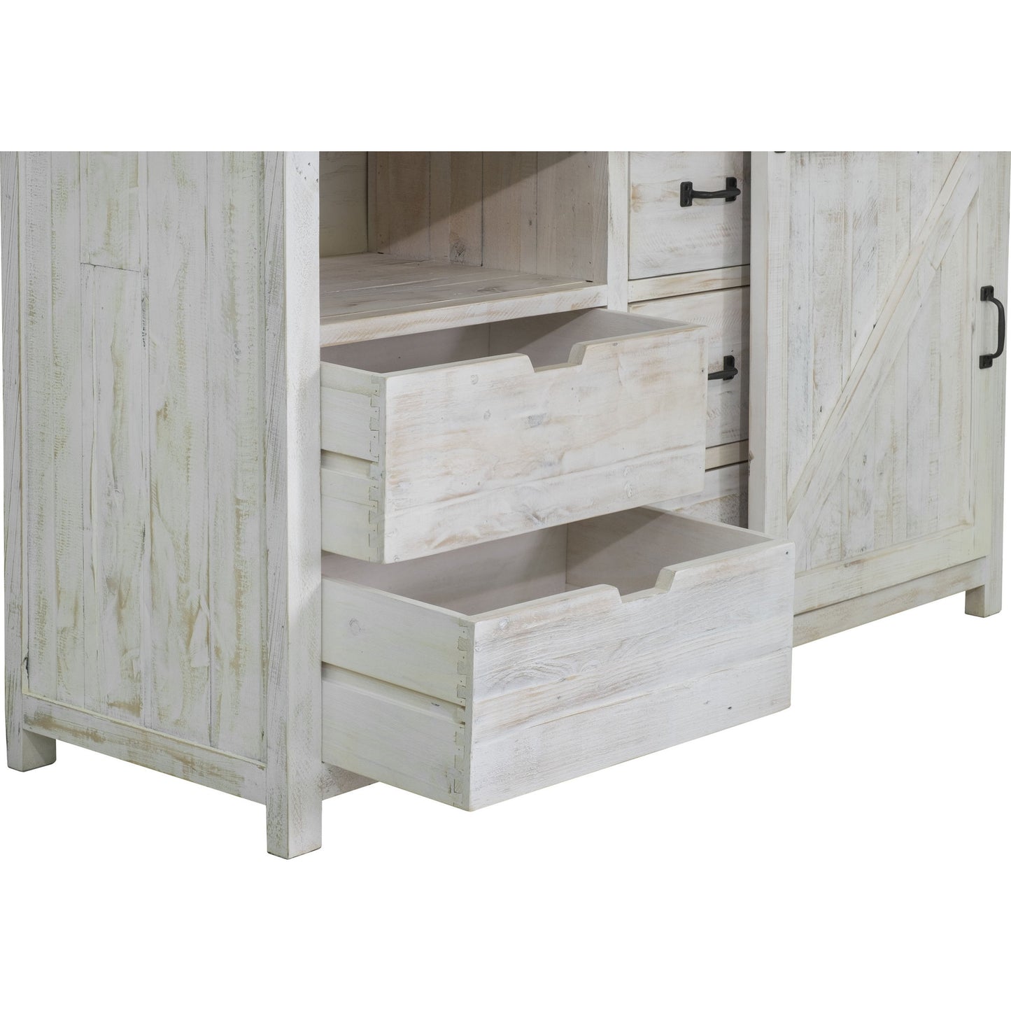001 SR-818653 | Primary Silo | Provence Dresser with 1 Door by LH Imports in white, brown. Made from reclaimed pine in a cottage & farmhouse style.