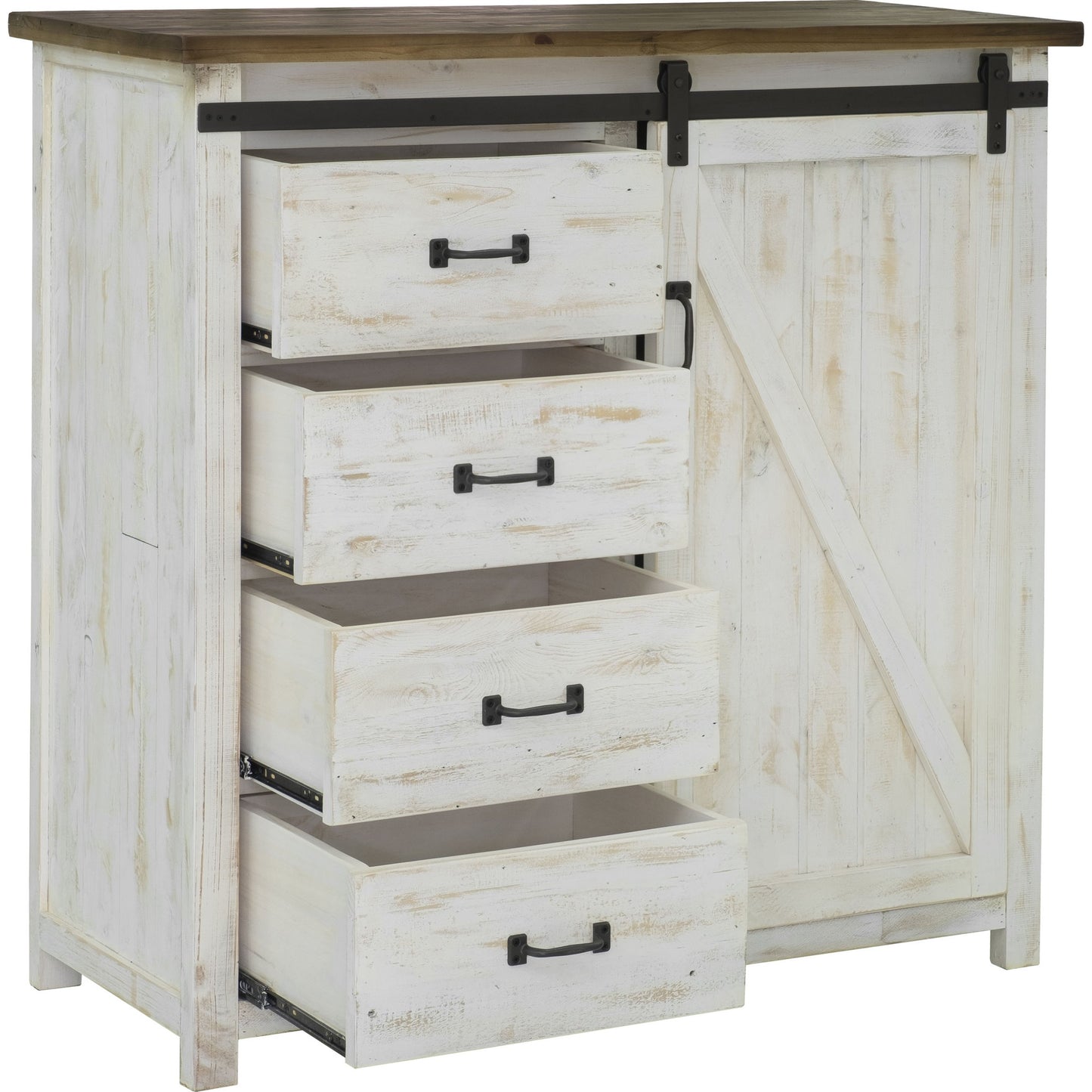 002 SR-818651 | Additional Silo | Provence Chest with 1 Door by LH Imports in white, brown. Made from reclaimed pine in a cottage & farmhouse style.