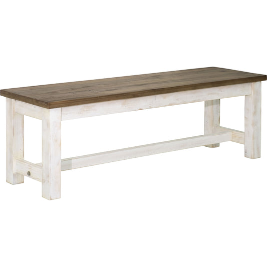 Provence Bench by LH Imports in white, brown. Made from reclaimed pine in a coastal style.