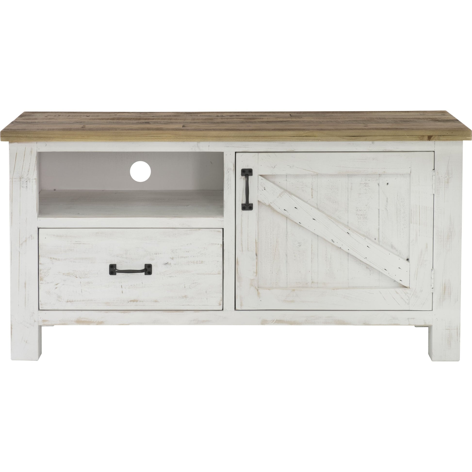 Provence Media Unit by LH Imports in white, brown. Made from reclaimed pine in a cottage & farmhouse style.
