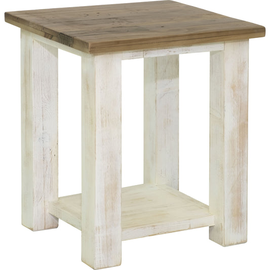 Provence Side Table by LH Imports in white, brown. Made from reclaimed pine in a cottage & farmhouse style.
