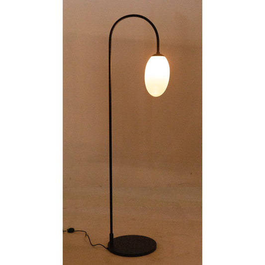 Swan Floor Lamp by Noir in matte black. Made from industrial steel in a modern style.