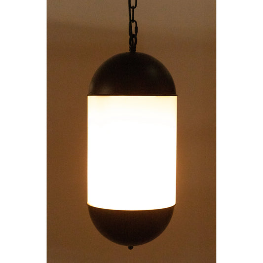Big Boy Pendant by Noir in matte black and frosted glass. Made from industrial glass and frosted glass in a modern style.
