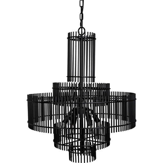 Ghost Chandelier by Noir in matte black. Made from industrial steel in a cottage & farmhouse style.