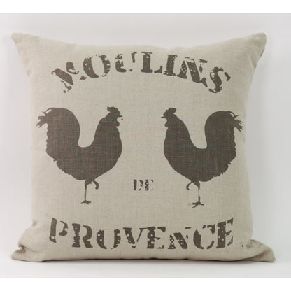 French Rooster Pillow by Zentique in natural linen and linen. Made from linen in a cottage & farmhouse style.