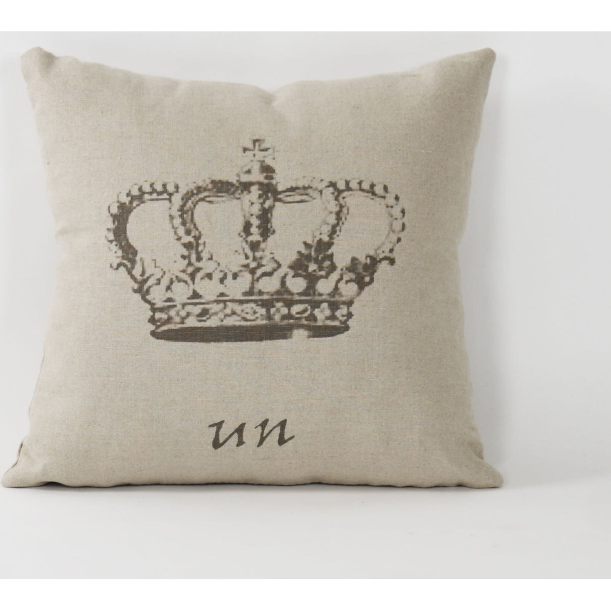 French Un Crown Pillow by Zentique in natural linen and linen. Made from linen in a cottage & farmhouse style.