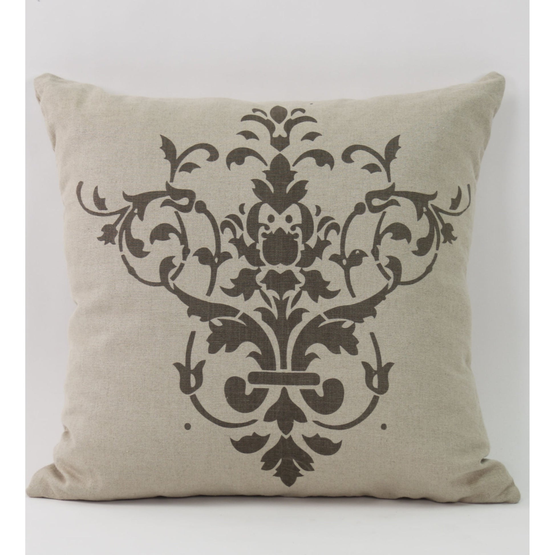 French Floral Pillow by Zentique in natural linen and linen. Made from linen in a cottage & farmhouse style.