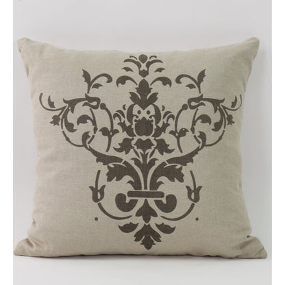 French Floral Pillow by Zentique in natural linen and linen. Made from linen in a cottage & farmhouse style.