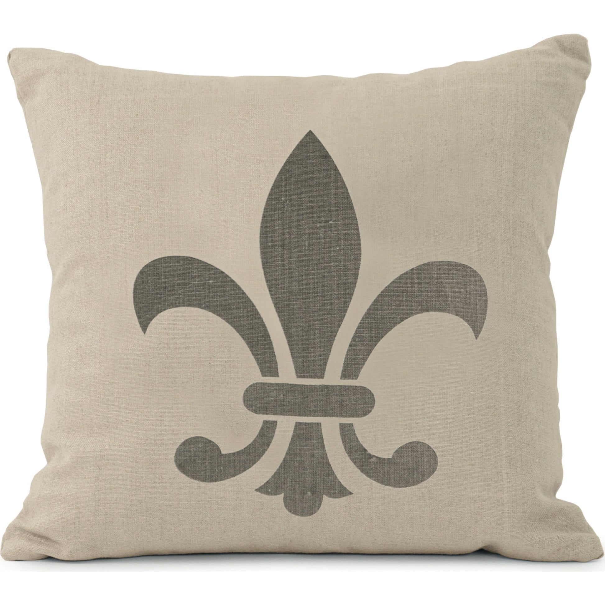 French Fleur De Lis Pillow by Zentique in natural linen and linen. Made from linen in a cottage & farmhouse style.