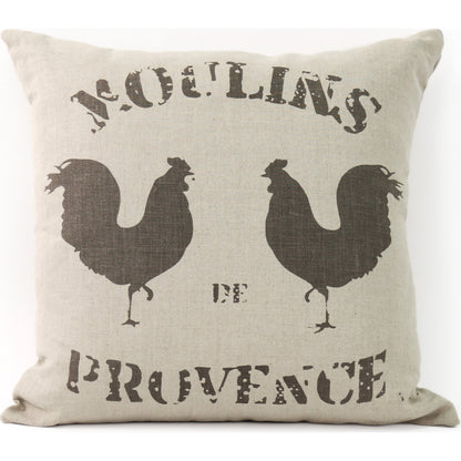 French Rooster Pillow by Zentique in natural linen and linen. Made from linen in a cottage & farmhouse style.