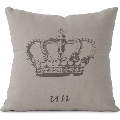 French Un Crown Pillow by Zentique in natural linen and linen. Made from linen in a cottage & farmhouse style.