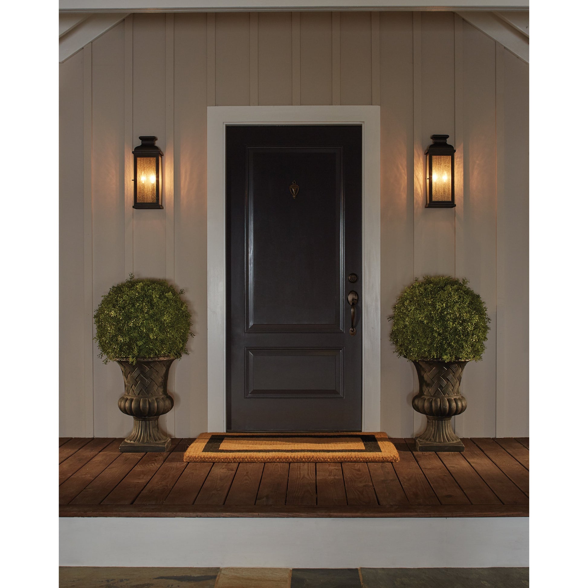 Pediment Outdoor Flush by Generation Lighting in dark weathered zinc. Made from stainless steel in a traditional style.