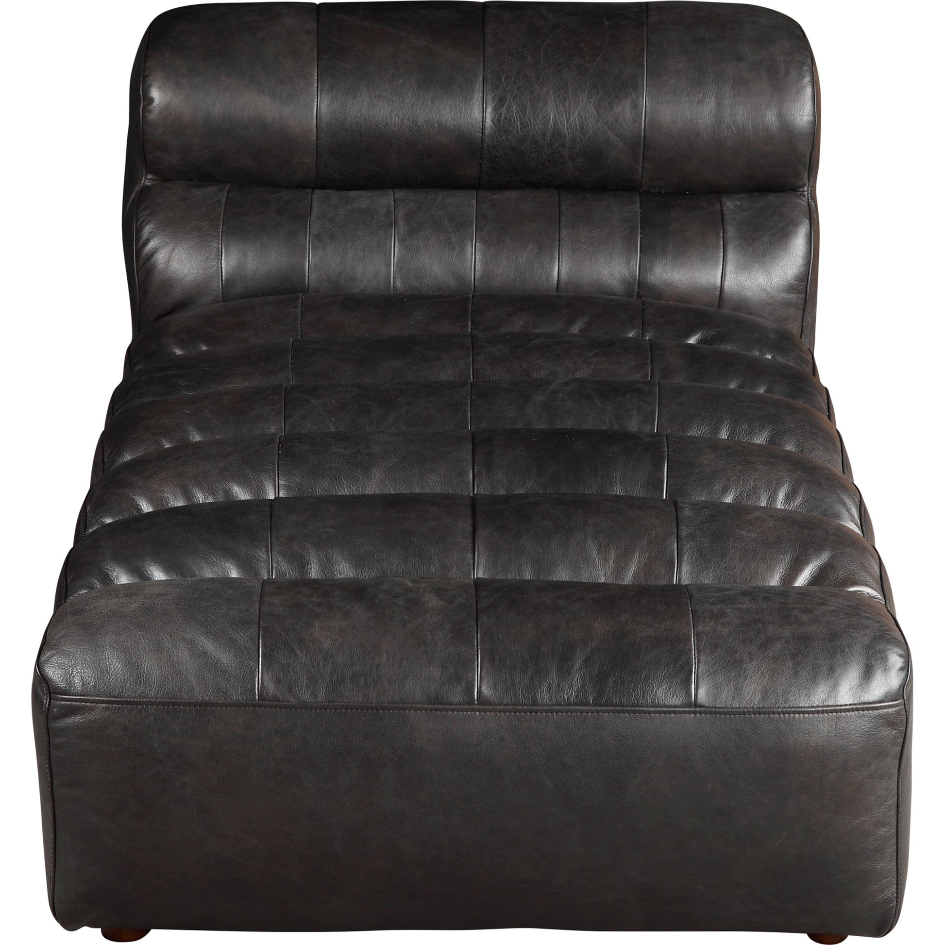 Ramsay Chaise by Moe's Home Collection in brown. Made from upholstery: top-grain leather, feather, fiber-fill topper foam, solid pine, plywood frame, spring support in a modern style.