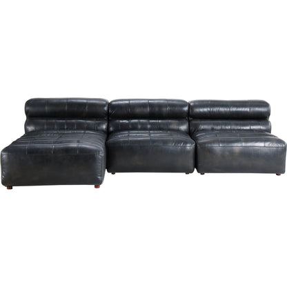 Ramsay Modular Sectional by Moe's Home Collection in brown. Made from upholstery: top-grain buffalo leather, feather, fiber-fill topper foam, solid pine, plywood frame, foam in a modern style.