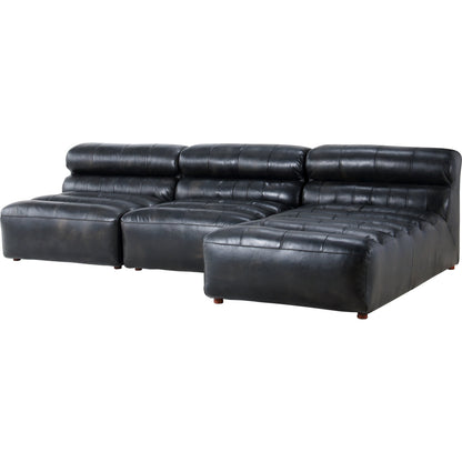 Ramsay Modular Sectional by Moe's Home Collection in brown. Made from upholstery: top-grain buffalo leather, feather, fiber-fill topper foam, solid pine, plywood frame, foam in a modern style.
