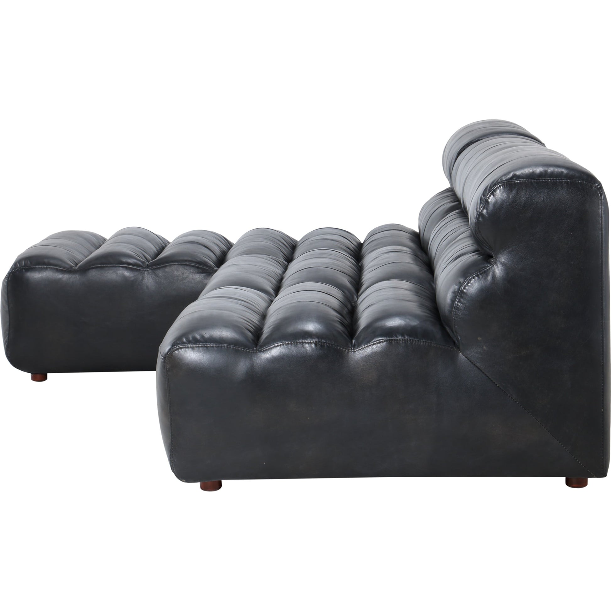 Ramsay Modular Sectional by Moe's Home Collection in brown. Made from upholstery: top-grain buffalo leather, feather, fiber-fill topper foam, solid pine, plywood frame, foam in a modern style.