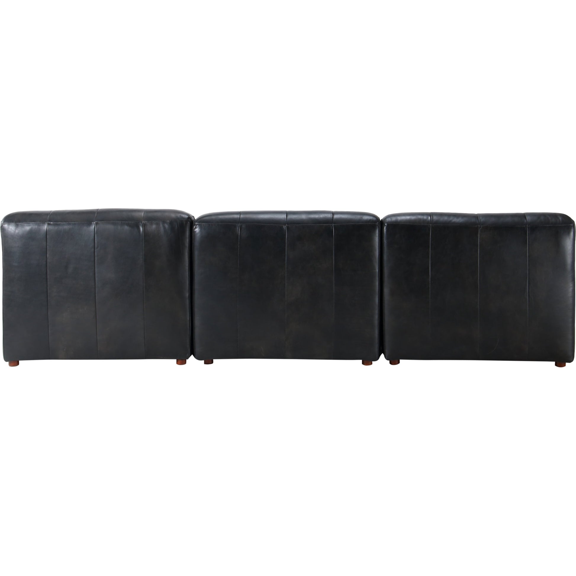 Ramsay Modular Sectional by Moe's Home Collection in brown. Made from upholstery: top-grain buffalo leather, feather, fiber-fill topper foam, solid pine, plywood frame, foam in a modern style.