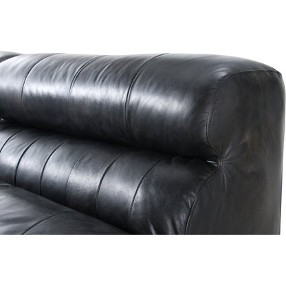 Ramsay Modular Sectional by Moe's Home Collection in brown. Made from upholstery: top-grain buffalo leather, feather, fiber-fill topper foam, solid pine, plywood frame, foam in a modern style.