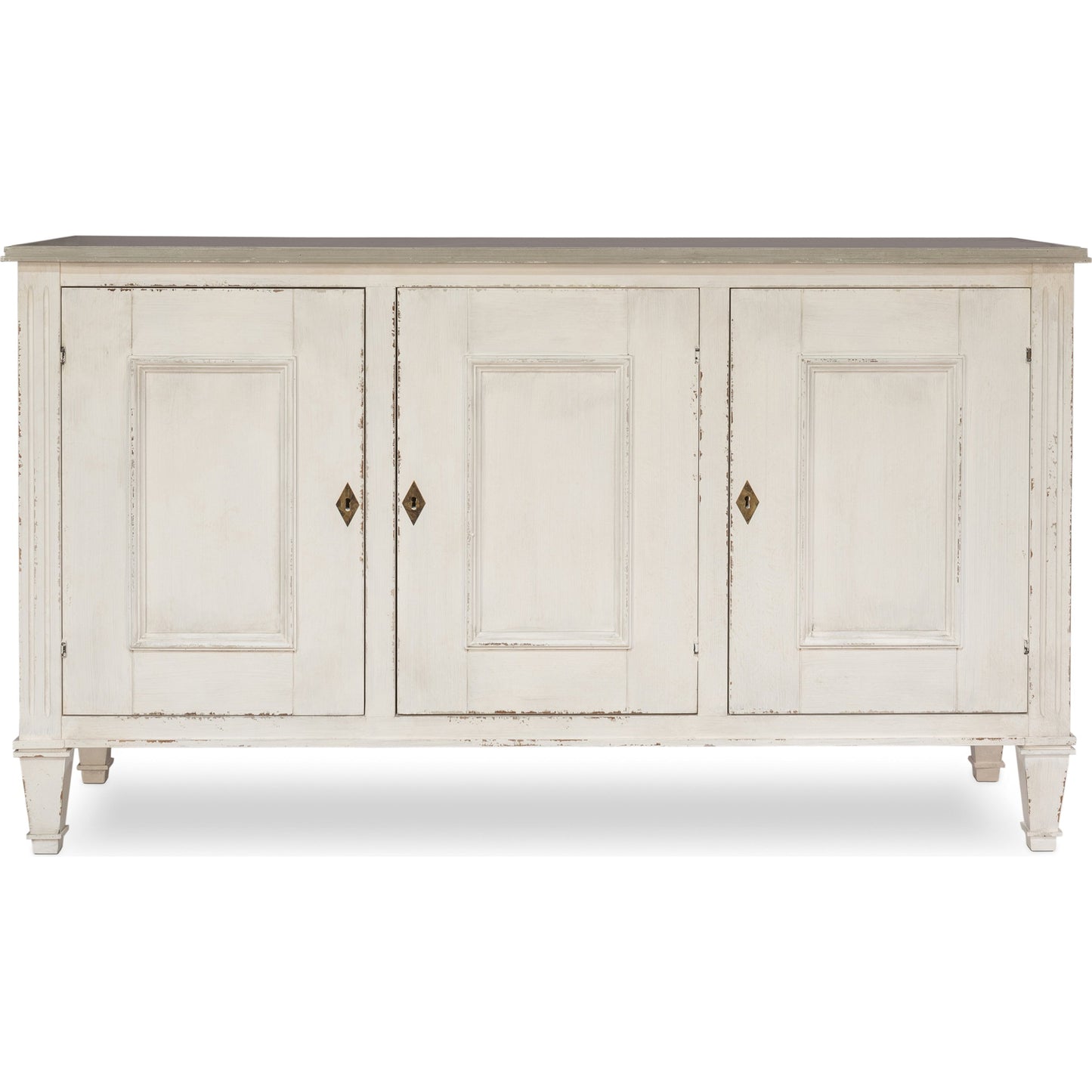 002 S-243499 | Additional Silo | Louis XVI Sideboard by Sarreid Ltd. in ivory, grey and white/white base gray quartz top. Made from wood in a traditional style.