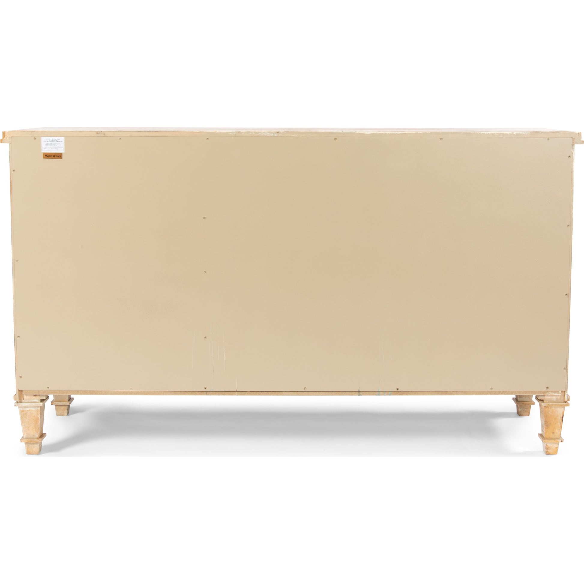 Louis XVI Sideboard by Sarreid Ltd. in ivory, grey and white/white base gray quartz top. Made from wood in a traditional style.