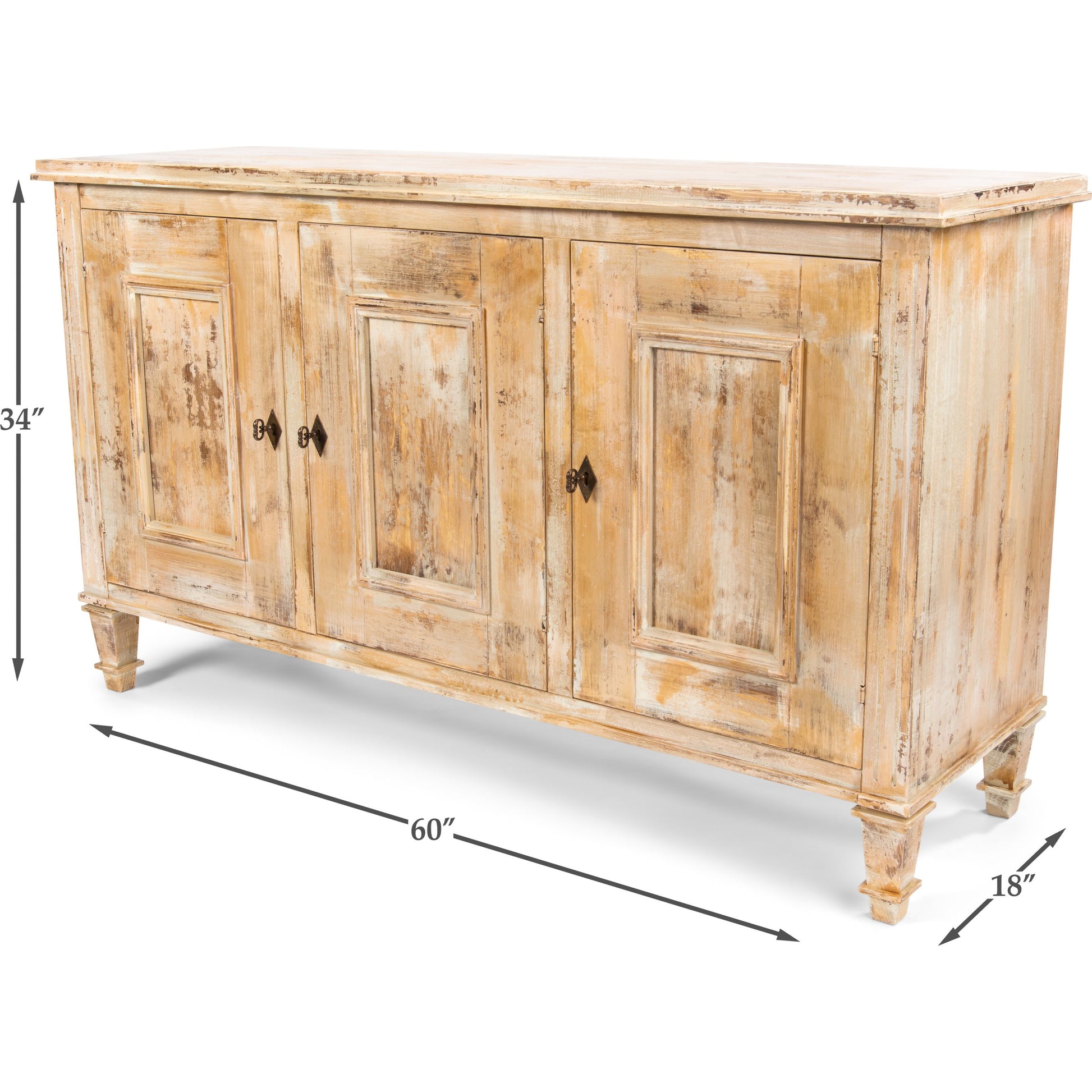 Louis XVI Sideboard by Sarreid Ltd. in ivory, grey and white/white base gray quartz top. Made from wood in a traditional style.