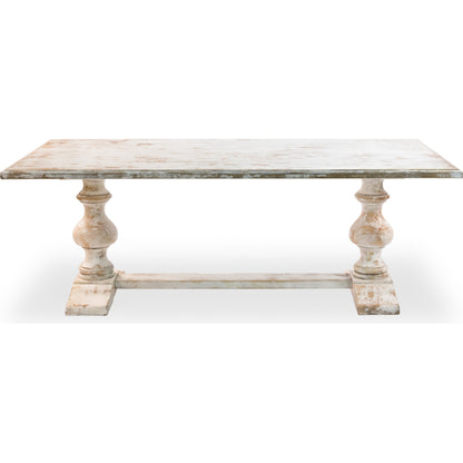 Lionisio Trestle Table by Sarreid Ltd. in ivory and disrupted white finish. Made from wood in a cottage & farmhouse style.