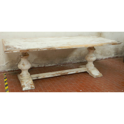 Lionisio Trestle Table by Sarreid Ltd. in ivory and disrupted white finish. Made from wood in a cottage & farmhouse style.