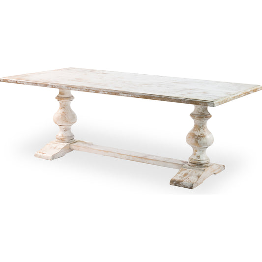 001 S-243504 | Additional Silo | Lionisio Trestle Table by Sarreid Ltd. in ivory and disrupted white finish. Made from wood in a cottage & farmhouse style.