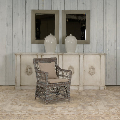 Crested Wall Cabinet by Sarreid Ltd. in white and 4 doors 4 keys white/white finish. Made from solid pine in a cottage & farmhouse style.