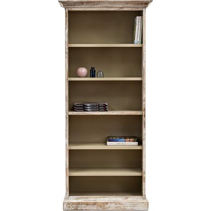 Open Shelf Bookcase by Sarreid Ltd. in cortina white. Made from solid pine in a cottage & farmhouse style.