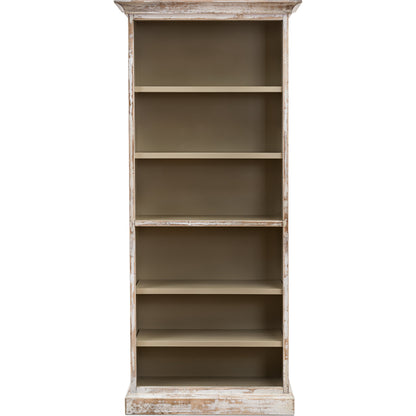 Open Shelf Bookcase by Sarreid Ltd. in cortina white. Made from solid pine in a cottage & farmhouse style.