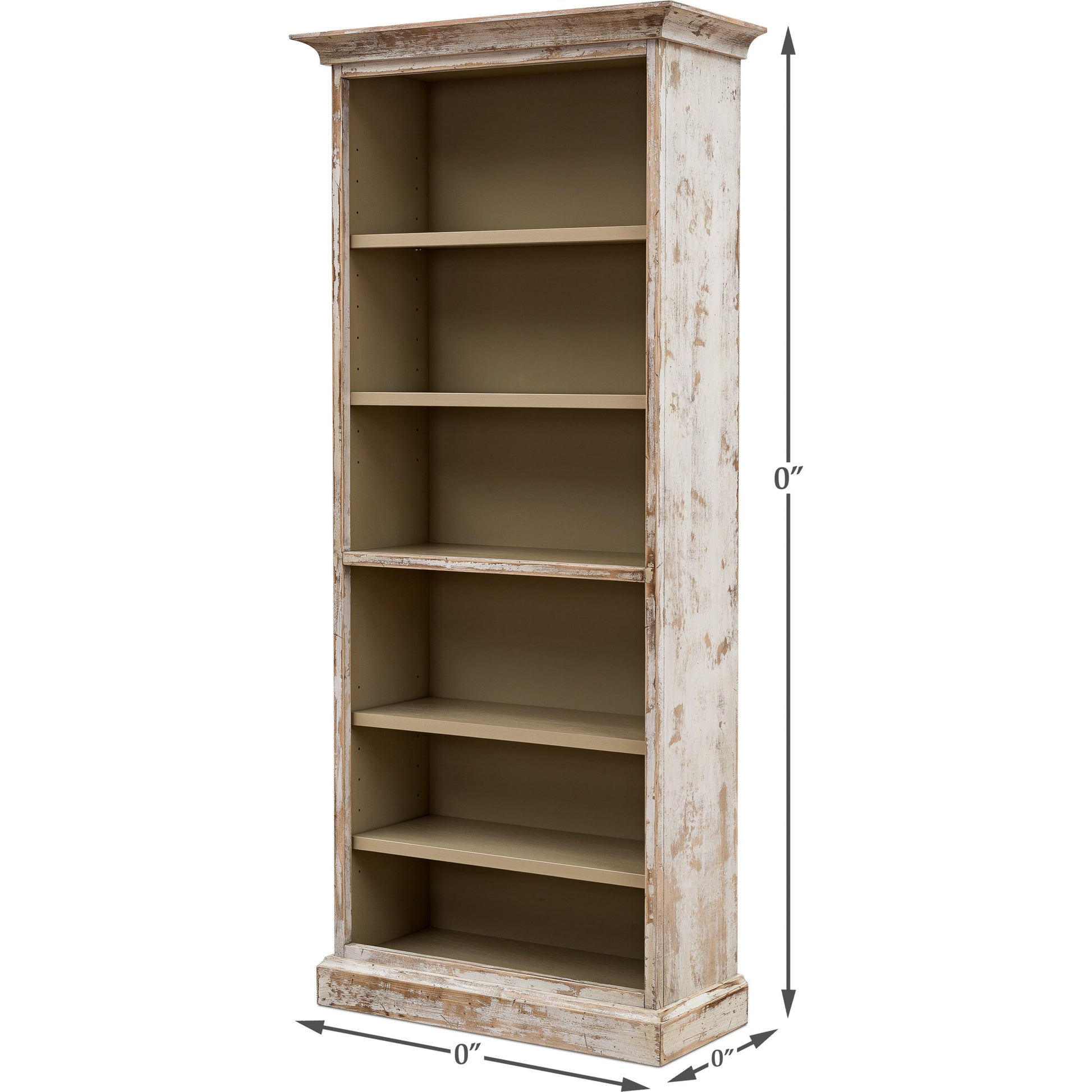Open Shelf Bookcase by Sarreid Ltd. in cortina white. Made from solid pine in a cottage & farmhouse style.