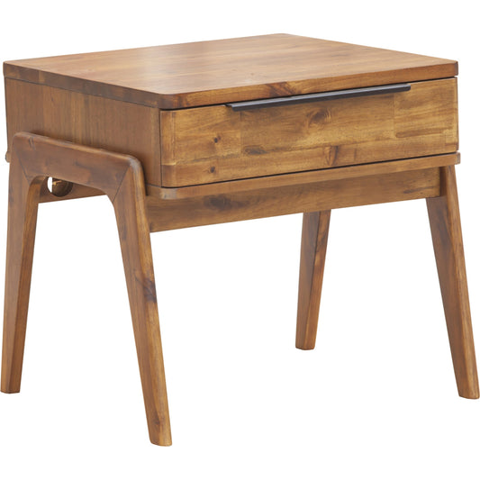 Remix Side Table by LH Imports in brown. Made from solid acacia, veneer in a modern style.