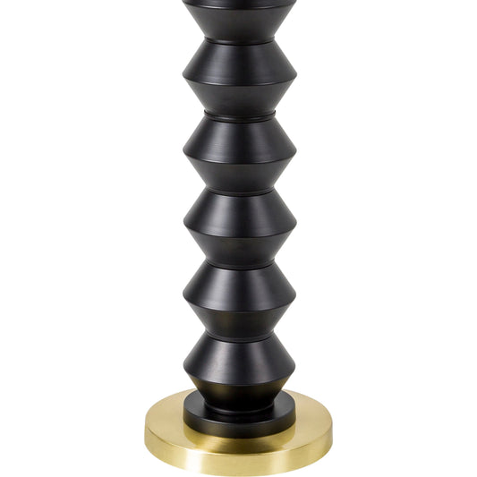 Rogow - 32428 by Livabliss in body: black, base: metallic - nickel, shade: white, finial: metallic - brass, harp: metallic - brass, cord: black and brushedpaintedbrushed. Made from shade (outside): linen, shade (inside): 