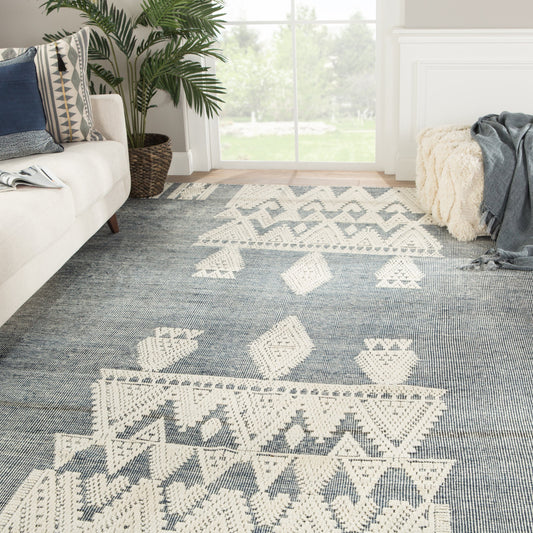 Rize Rug by Jaipur Living in blue, ivory. Made from 100% wool in a unique style.