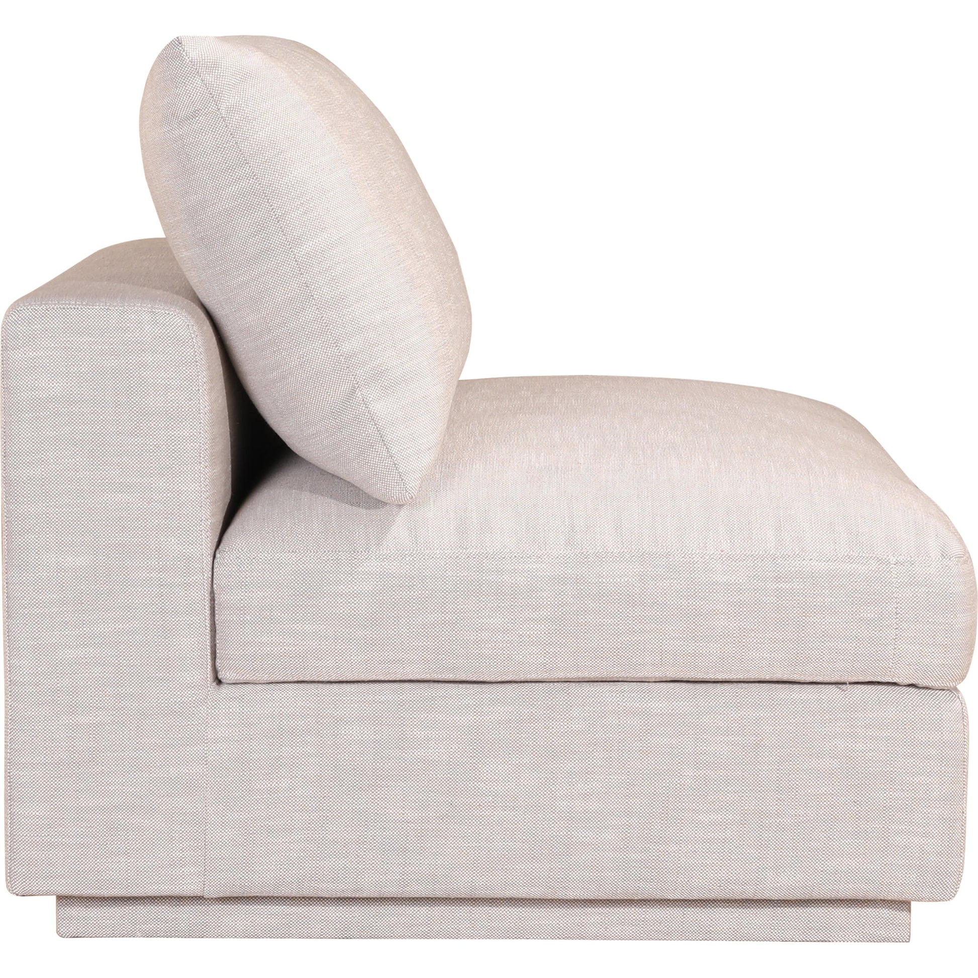 Justin Slipper Chair by Moe's Home Collection in taupe. Made from 90% polyester, 10% linen upholstery, solid pine wood frame, mdf, foam in a modern style.