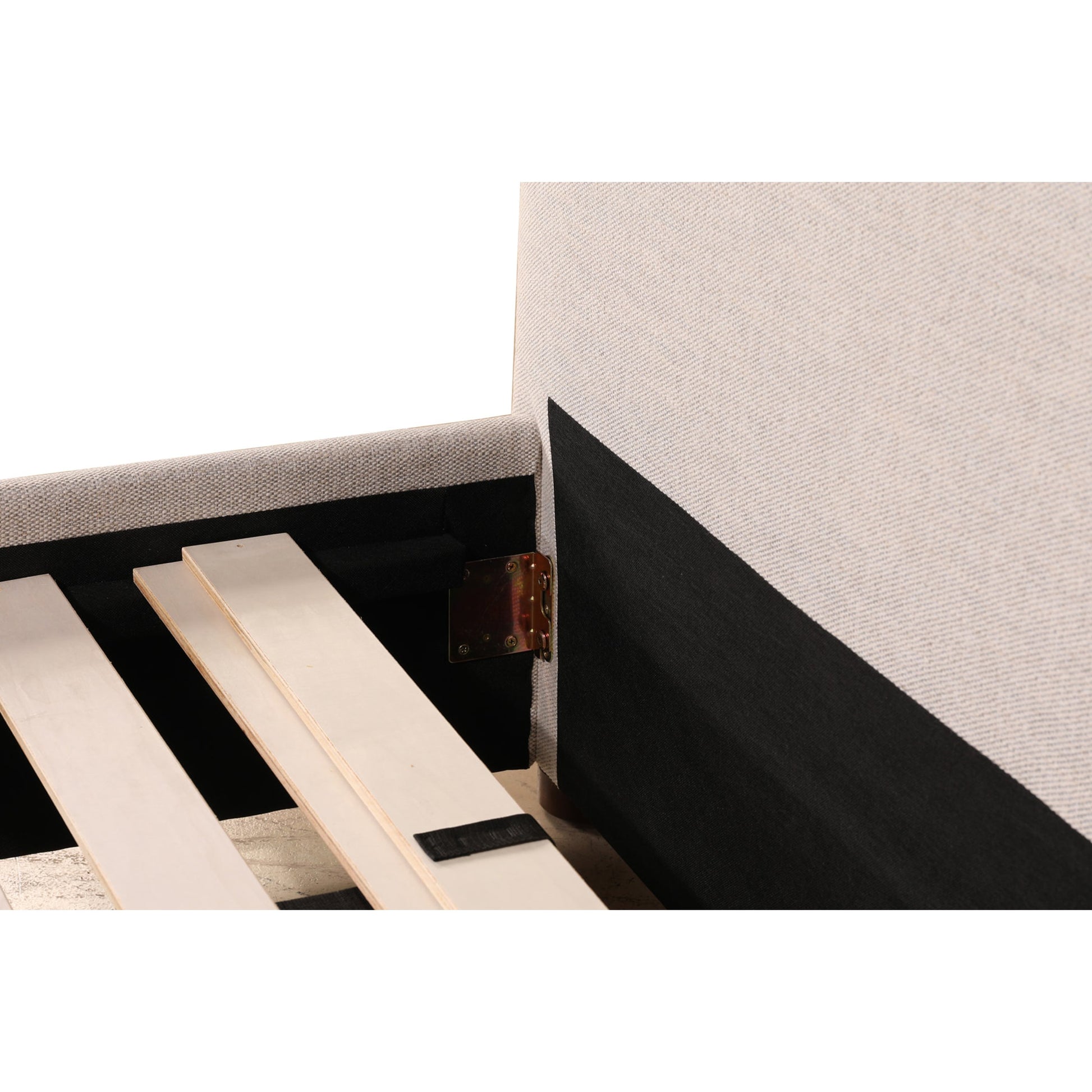 Luzon Bed by Moe's Home Collection. Made from upholstery: 80% polyester, 20% linen, solid pine frame, plywood, mdf, foam in a modern style.