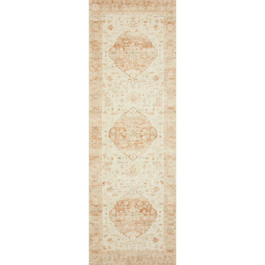 Rosette Mila Rug by Loloi in ivory, terracotta. Made from 100% polyester in a traditional style.